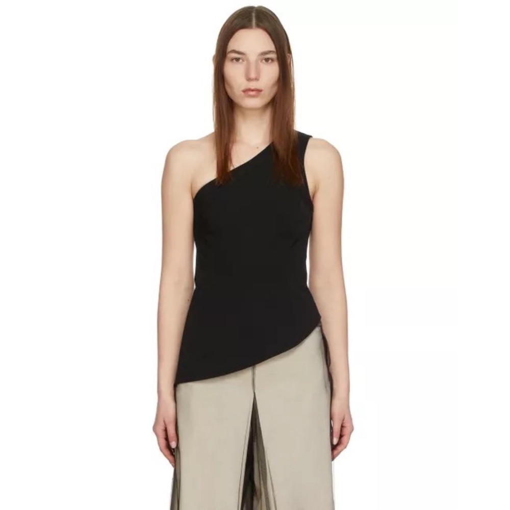 NWOT MM6 Maison Margiela Black Techno Tank Top One Shoulder Asymmetric